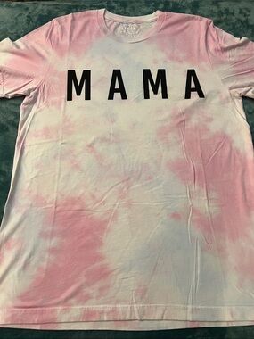 MAMA by TALIA Pink and White Tie-Dye Logo Tee NWT